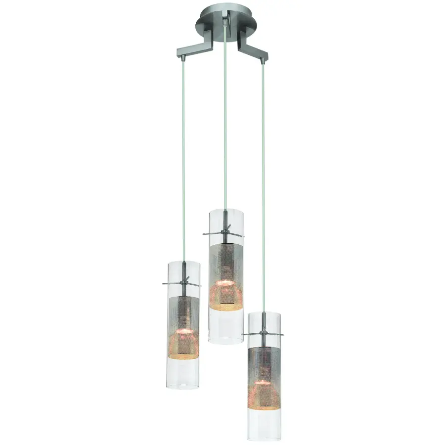 Spartan 3-Light Pendant in Brushed Steel