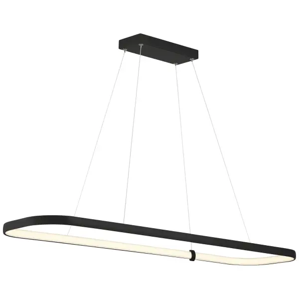 The Ravello LED Pendant combines contemporary minimalism with practical integrated LED lighting. Its 48-inch linear profile and matte black finish make it ideal for modern kitchens and dining spaces seeking clean, architectural lighting.