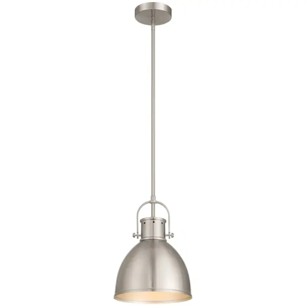 Collection: London Finish: Brushed Steel Width: 9.00" Height: 11.75" Canopy: 4.75"x1" Number of Bulbs: 1 Maximum Wattage: 60.00 W Bulb Type: A19 Bulb Base: E26 Light Source: INC Voltage: 120.00 V Material: Steel Safety Listing: ETL Safety Rating: Damp