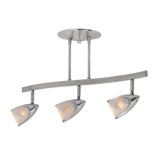 The Comet track rail system delivers flexible, energy-efficient lighting with three adjustable LED heads. Its sleek brushed steel finish and compact 21-inch profile make it ideal for task lighting in kitchens, offices, and closets.