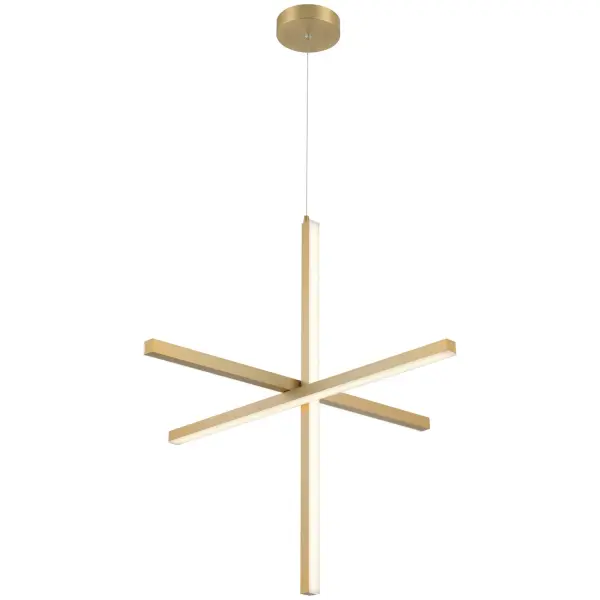Collection: Vega Finish: Brushed Gold Glass: Acrylic Lens Width: 30.00" Height: 30.00" Length: 30.00" Canopy: 5.5"x1.25" Bulbs Included Number of Bulbs: 1 Maximum Wattage: 30.00 W Bulb Base: SSL Light Source: DLED Light Output: 2900.00 lm Color Temperature: 3000 K Dimmable Voltage: 120.00 V Material: Aluminum Safety Listing: ETL Safety Rating: Dry Title 24 LED