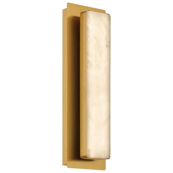 Collection: Ada Finish: Antique Brushed Brass Glass: Alabaster Width: 5.25" Height: 17.75" Extension from Wall: 3.50" Canopy: 1.25"x17" Bulbs Included Number of Bulbs: 1 Maximum Wattage: 14.00 W Bulb Base: SSL Light Source: DLED Light Output: 1300.00 lm Dimmable Voltage: 120.00 V Material: Steel Safety Listing: ETL Safety Rating: Damp ADA LED