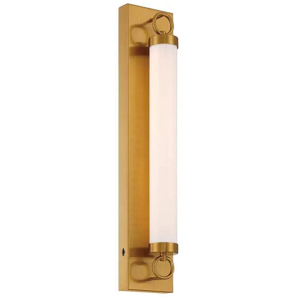 Collection: Eliza Finish: Antique Brushed Brass Glass: Opal Width: 4.50" Height: 23.75" Extension from Wall: 4.25" Canopy: 4.5"x23.75" Bulbs Included Number of Bulbs: 1 Maximum Wattage: 18.00 W Bulb Base: SSL Light Source: DLED Light Output: 1700.00 lm Dimmable Voltage: 120.00 V Material: Steel Safety Listing: ETL Safety Rating: Damp LED