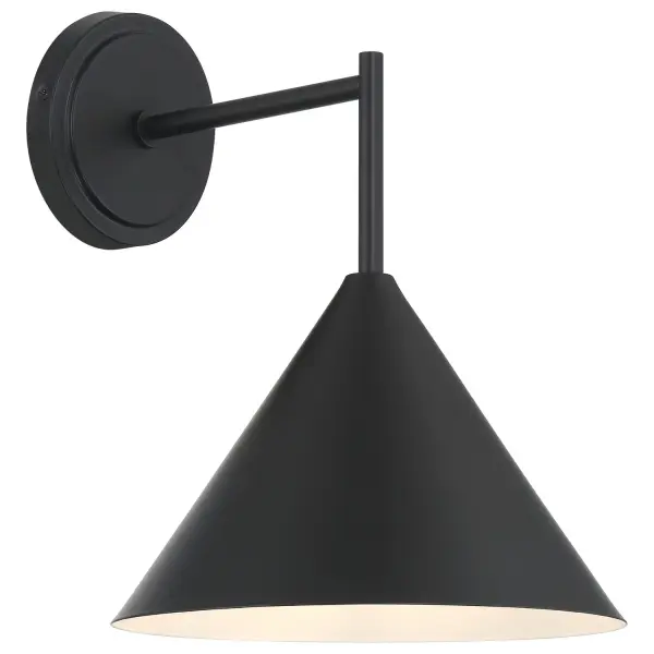 Collection: Taper Finish: Matte Black Width: 10.00" Height: 12.75" Extension from Wall: 12.00" Canopy: 4.75" Number of Bulbs: 1 Maximum Wattage: 60.00 W Bulb Type: A19 Bulb Base: E26 Light Source: INC Voltage: 120.00 V Material: Steel Safety Listing: ETL Safety Rating: Damp