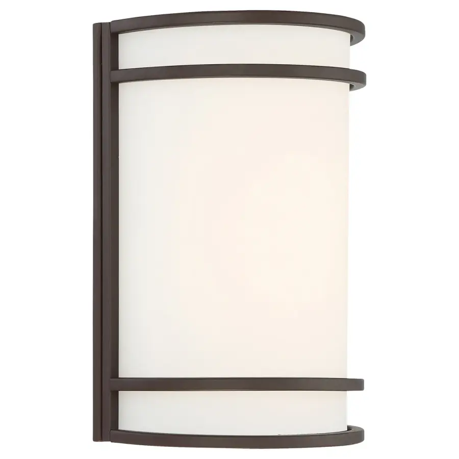 Compact Bronze Wall Sconce with Frosted Glass Shade