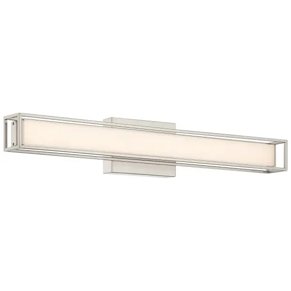 Collection: Justine Finish: Brushed Steel Glass: Acrylic Lens Width: 24.00" Height: 4.50" Extension from Wall: 4.00" Canopy: 6"x4.5" Bulbs Included Number of Bulbs: 1 Maximum Wattage: 18.00 W Bulb Base: SSL Light Source: DLED Light Output: 1800.00 lm Dimmable Voltage: 120.00 V Material: Steel Safety Listing: ETL Safety Rating: Damp ADA LED