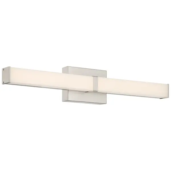 Collection: Mandi Finish: Brushed Steel Glass: Acrylic Lens Width: 23.75" Height: 4.50" Extension from Wall: 3.25" Canopy: 6"x4.5" Bulbs Included Number of Bulbs: 1 Maximum Wattage: 18.00 W Bulb Base: SSL Light Source: DLED Light Output: 1800.00 lm Dimmable Voltage: 120.00 V Material: Steel Safety Listing: ETL Safety Rating: Damp ADA LED