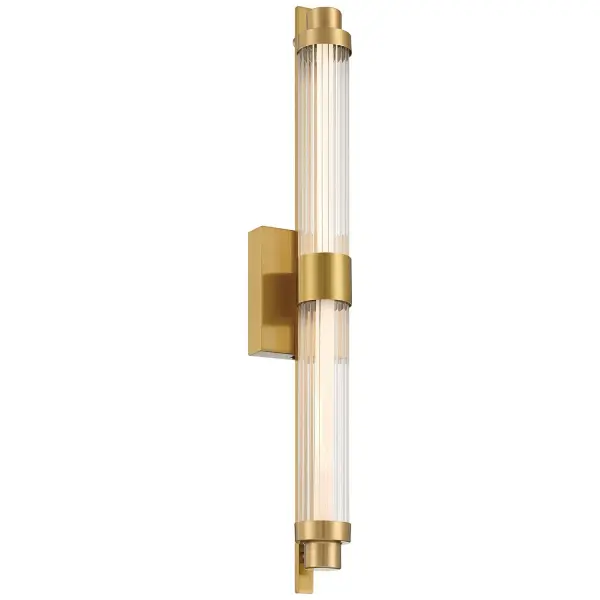 Collection: Julia Finish: Antique Brushed Brass Glass: Clear Frosted Width: 4.75" Height: 27.50" Extension from Wall: 4.50" Canopy: 4.5"x6" Bulbs Included Number of Bulbs: 1 Maximum Wattage: 18.00 W Bulb Base: SSL Light Source: DLED Light Output: 1800.00 lm Dimmable Voltage: 120.00 V Material: Steel Safety Listing: ETL Safety Rating: Damp LED