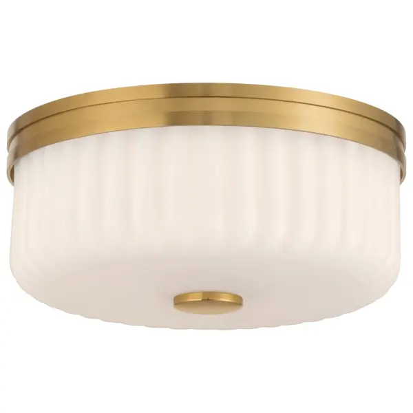 Collection: Daniella Finish: Antique Brass Glass: Opal Width: 11.25" Height: 5.00" Canopy: 11.25"x1.18" Bulbs Included Number of Bulbs: 1 Maximum Wattage: 36.00 W Bulb Base: SSL Light Source: DLED Light Output: 2300.00 lm Dimmable Voltage: 120.00 V Material: Steel Safety Listing: ETL Safety Rating: Damp LED
