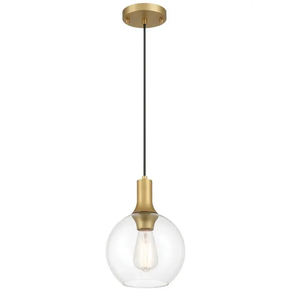 Collection: Chantelle Finish: Antique Brushed Brass Glass: Clear Width: 8.00" Height: 11.25" Canopy: 4.5" Number of Bulbs: 1 Maximum Wattage: 60.00 W Bulb Type: A19 Bulb Base: E26 Light Source: INC Voltage: 120.00 V Material: Steel Safety Listing: UL Safety Rating: Dry