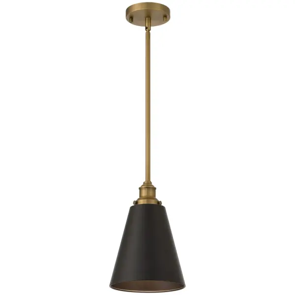 Collection: Dahlia Finish: Antique Brushed Brass Glass: Black Width: 8.00" Height: 9.75" Canopy: 4.75"x1" Number of Bulbs: 1 Maximum Wattage: 60.00 W Bulb Type: A19 Bulb Base: E26 Light Source: INC Voltage: 120.00 V Material: Steel Safety Listing: UL Safety Rating: Damp