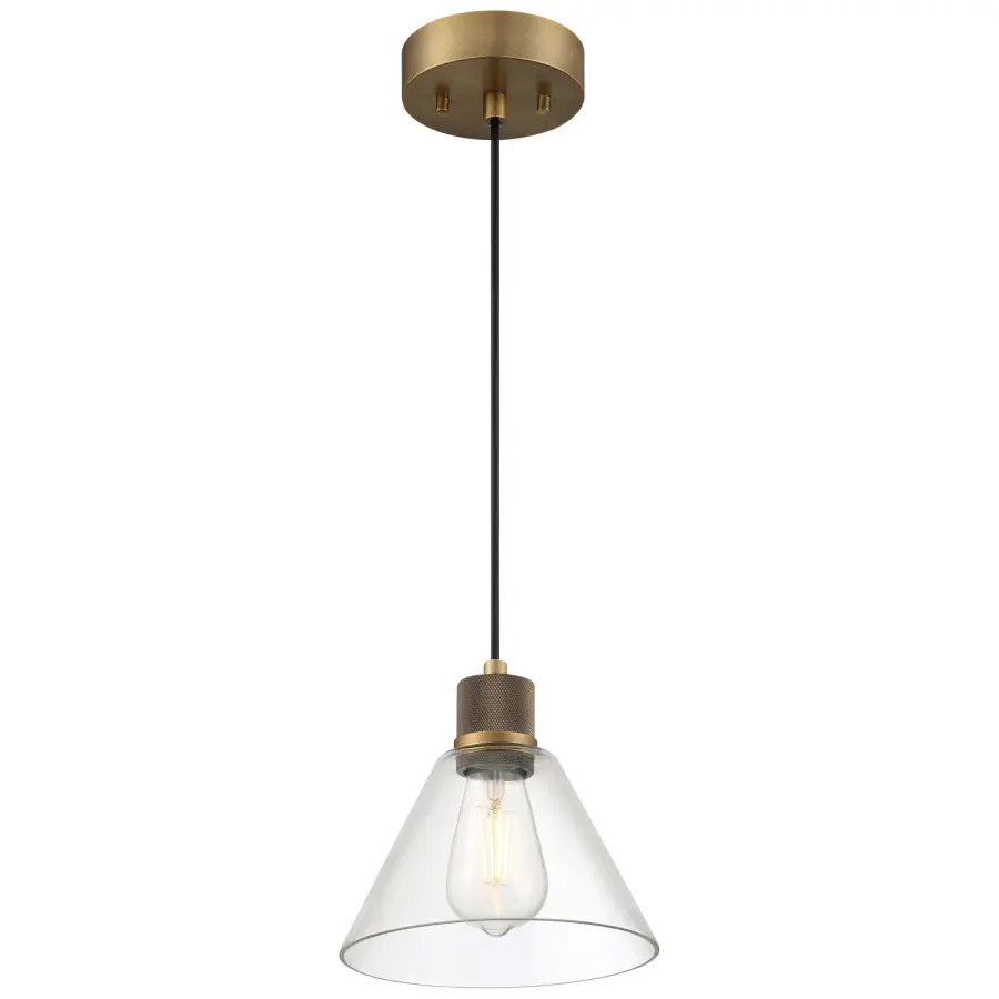 Compact Contemporary Pendant with Warm Brass Finish