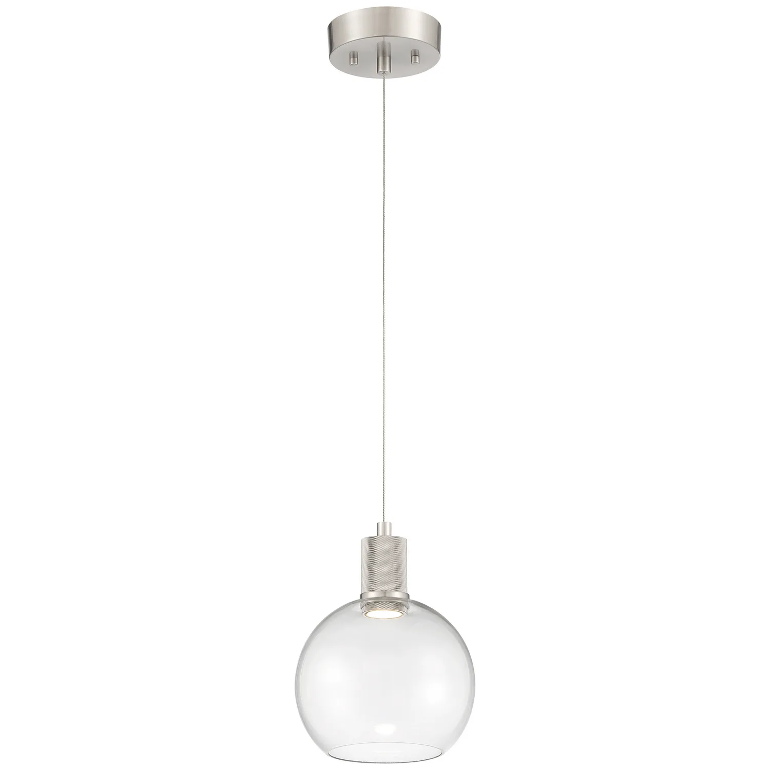 Port Nine Burgundy LED Pendant in Brushed Steel