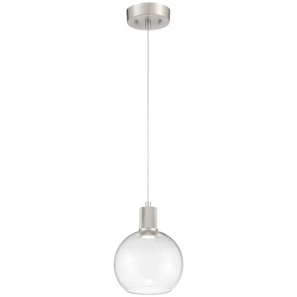 Port Nine Burgundy LED Pendant in Brushed Steel