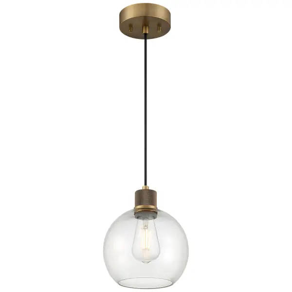 The Port Nine Burgundy pendant combines energy-efficient LED technology with a sophisticated antique brushed brass finish. Its compact 9.5-inch profile makes it ideal for smaller spaces or grouped installations.
