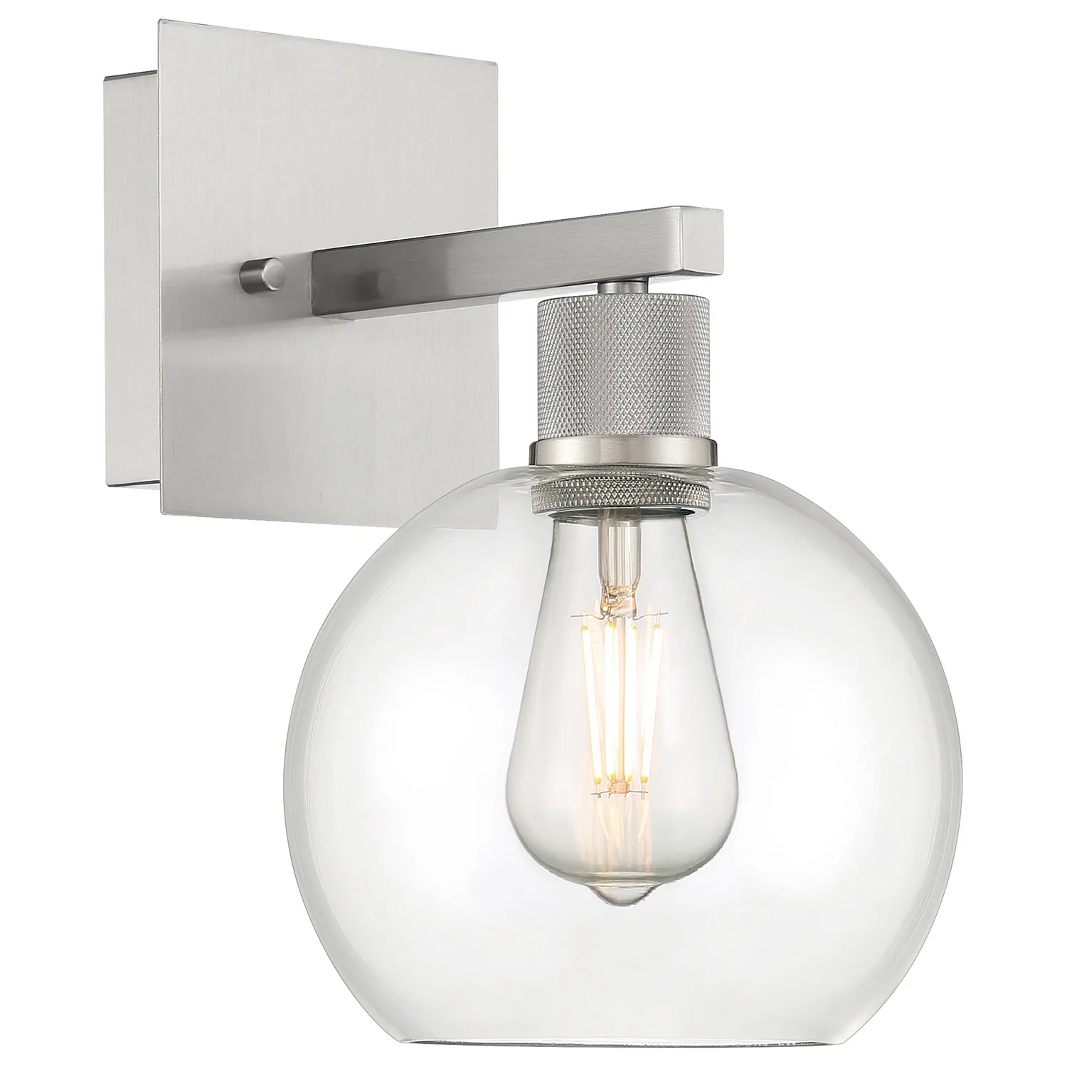 Port Nine Burgundy LED Wall Sconce in Brushed Steel