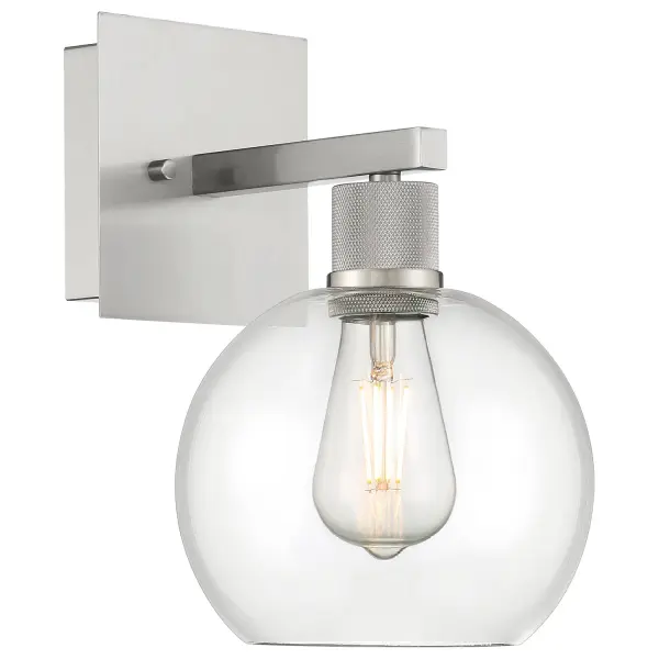 Port Nine Burgundy LED Wall Sconce in Brushed Steel