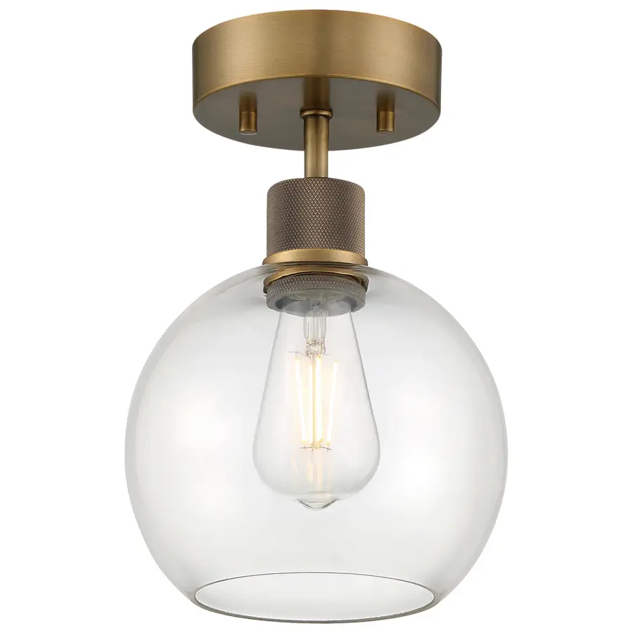 Compact Semi-Flush with Warm Brass Finish and Energy-Efficient LED