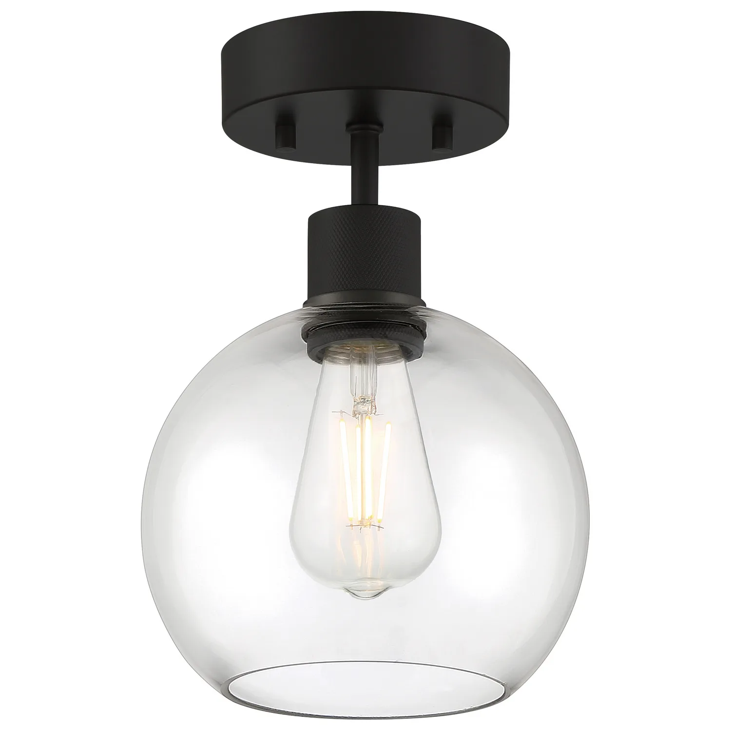 Port Nine Burgundy LED Semi Flush Mount in Matte Black