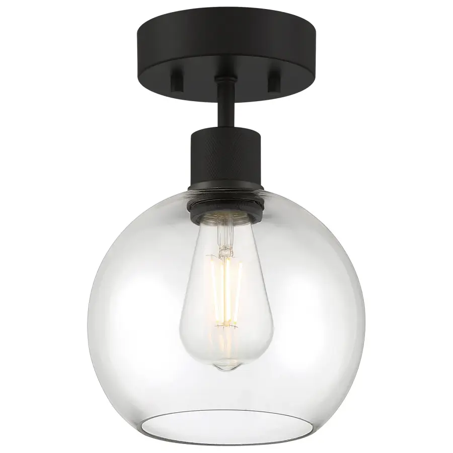 Port Nine Burgundy LED Semi Flush Mount in Matte Black