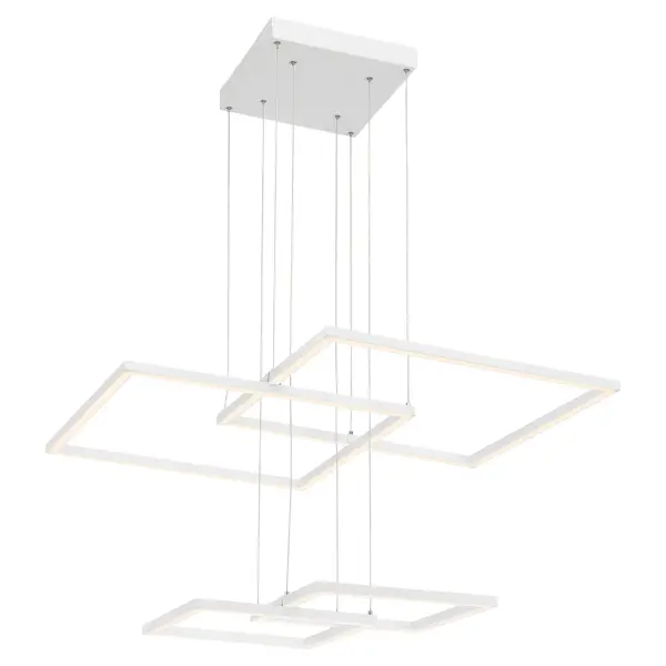 The SQUARED LED Pendant delivers 5600 lumens of warm, dimmable light through a clean 30.5-inch square design. Perfect for modern spaces requiring substantial illumination with architectural presence.