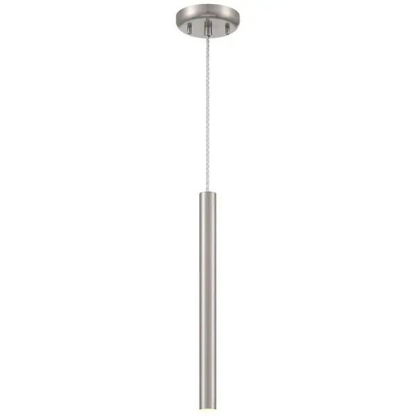 The Pipeline LED Pendant combines contemporary industrial design with integrated LED technology in a compact 15.5-inch fixture. Its brushed steel finish and acrylic shade deliver focused task lighting ideal for smaller spaces.