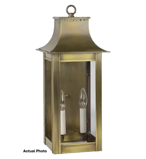 The Coplin collection unites updated elements with time tested details. The rectangle frame with a hole punched pagoda top featuring a loop as a finishing touch, with an open bottom for added illumination. - alternate view