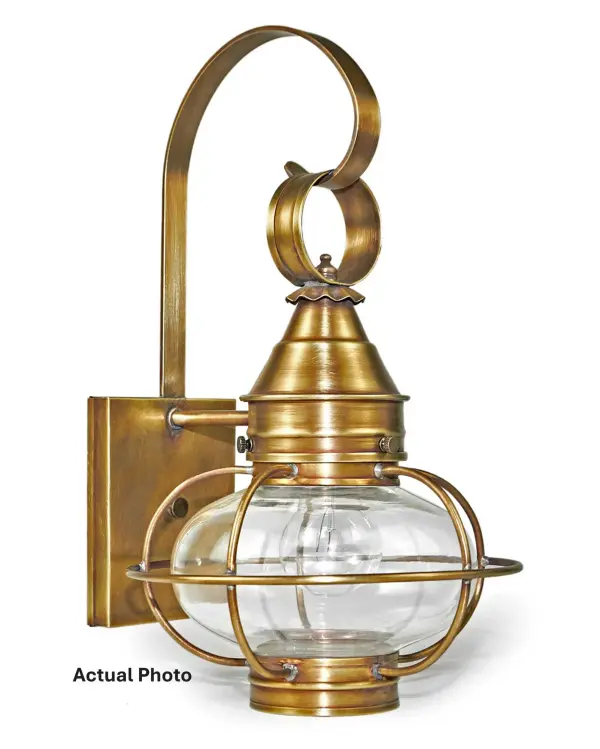 Evoking the classic lanterns from New England's rich nautical history, the Caged Onion collection features an iconic shape with a handcrafted brass or copper cage, protecting the hand-blown glass globe. Crafted with a detachable globe, they are easy - alternate view
