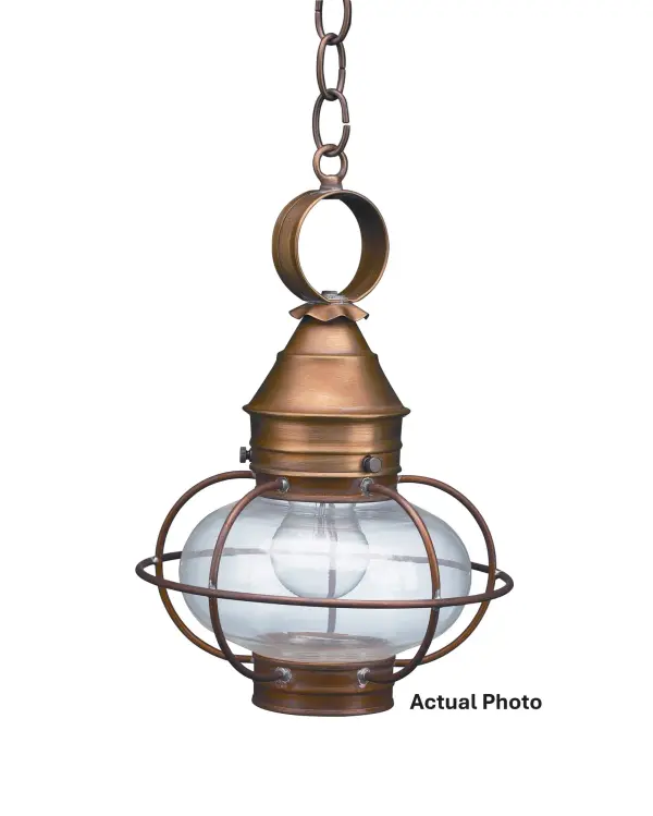 Evoking the classic lanterns from New England's rich nautical history, the Caged Onion collection features an iconic shape with a handcrafted brass or copper cage, protecting the hand-blown glass globe. Crafted with a detachable globe, they are easy