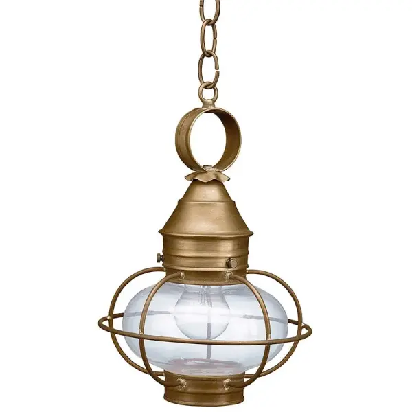 Evoking the classic lanterns from New England's rich nautical history, the Caged Onion collection features an iconic shape with a handcrafted brass or copper cage, protecting the hand-blown glass globe. Crafted with a detachable globe, they are easy - alternate view