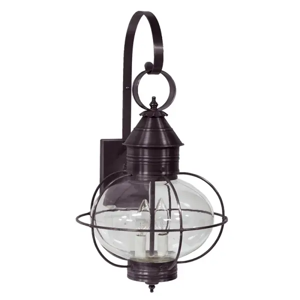 Evoking the classic lanterns from New England's rich nautical history, the Caged Onion collection features an iconic shape with a handcrafted brass or copper cage, protecting the hand-blown glass globe. Crafted with a detachable globe, they are easy