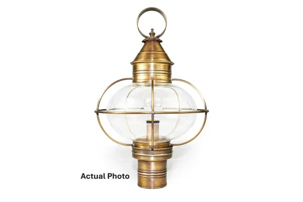 Evoking the classic lanterns from New England's rich nautical history, the Caged Onion collection features an iconic shape with a handcrafted brass or copper cage, protecting the hand-blown glass globe. Crafted with a detachable globe, they are easy - alternate view
