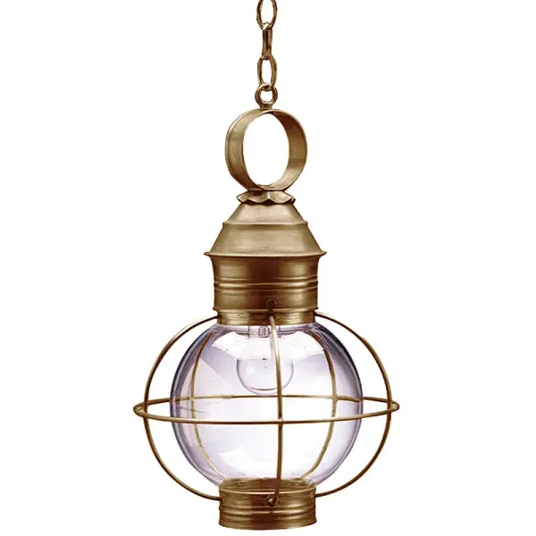 The Round Onion collection offers a new spin on the traditional onion. Featuring a hand-blown circular glass globe, this fixture is soldered with a double-barreled cage and wrapped with wire to ensure durability. With a detachable globe, they are easy to - alternate view