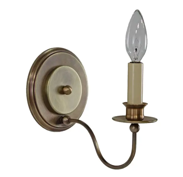 Our Sconce collection features fixtures that resemble some of the earliest forms of lighting but with the modern convenience of light bulbs. With many different styles there is sure to be one for your needs. * Available in Brass Only Dimensions: W x "D x "H Mounting height (From top to mounting bracket): " Bulb type: One 60-Watt Candelabra Base Bulb Suitable location: Dry Mounting Area: W x H Contact Dealer for Pricing & Availability Download Spec Sheet Note: Some photos are a digital rendering to show our finish, glass and socket options our actual finishes are hand-applied and our glass is hand-blown and will have natural variations from the photos.