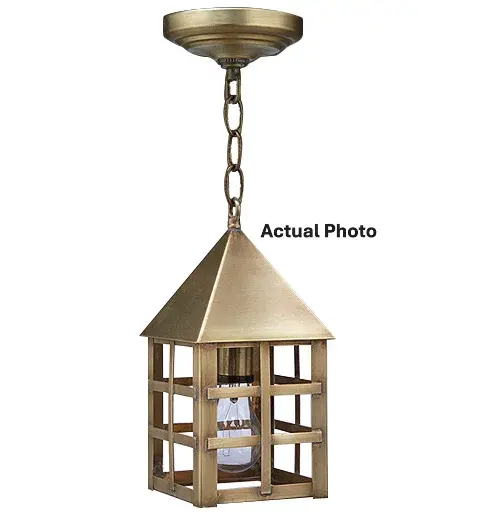 York Collection is a Mission style inspired fixture with geometric shapes and understated design elements that radiate tranquility. The simplistic design was popular during the early American period and is still beautiful today. Small York Hanging Light with H-bar Dimensions: 5"W x 5"D x 11"H Mounting height (From top to mounting bracket): 36" Chain Bulb type: One 75-Watt Medium Base Bulb Suitable location: Damp Mounting Area: 5" Diam. Ceiling Canopy Contact Dealer for Pricing & Availability Download Spec Sheet Note: Some photos are a digital rendering to show our finish, glass and socket options our actual finishes are hand-applied and our glass is hand-blown and will have natural variations from the photos.