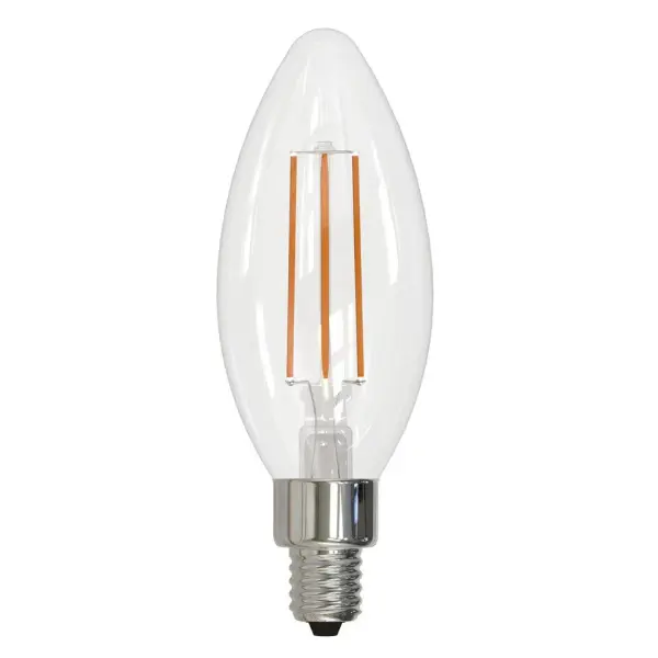 B11 Candelabra LED Bulb Fully Dimmable and works with most dimmer switches 500 lumens of Soft White Light, 5 Watts equivalent to a 60 Watt incandescent bulb Damp Rated for use in indoor / outdoor (not directly exposed to water) locations.