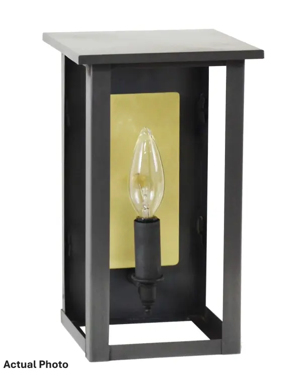 The Ashford collection is a simple but striking and modern-looking fixture featuring a brass reflector that will compliment various design elements and add a touch of elegance to any space. Ashford Small Wall Light Dimensions: 6"W x 6.25"D x 10.25"H Mounting height (From top to mounting bracket): 5" Bulb type: One 60-Watt Candelabra Base Bulb Suitable location: Wet Mounting Area: 4.5"W x 8.5"H Shown with Brass Reflector - also available with copper reflector Contact Dealer for Pricing & Availability Download Spec Sheet Note: Some photos are a digital rendering to show our finish, glass and socket options our actual finishes are hand-applied and our glass is hand-blown and will have natural variations from the photos.