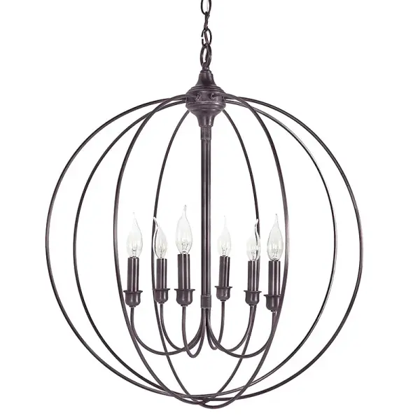 Six Light Hanging Lantern 60.00W/B/Candelabra - Image 4