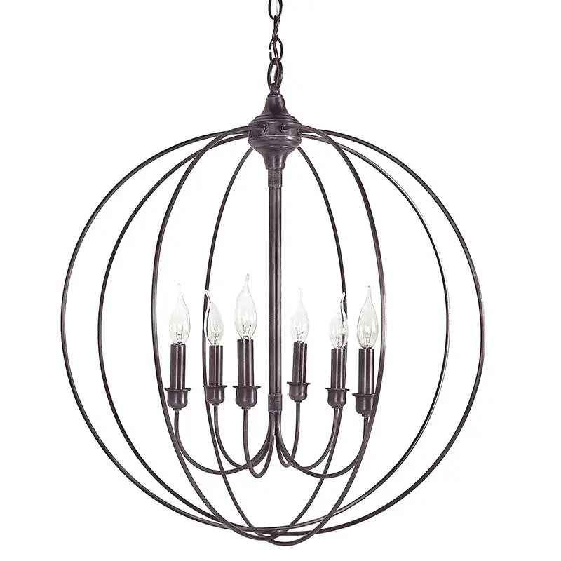 Six Light Hanging Lantern 60.00W/B/Candelabra - Image 4