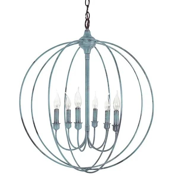 Six Light Hanging Lantern 60.00W/B/Candelabra - Image 5