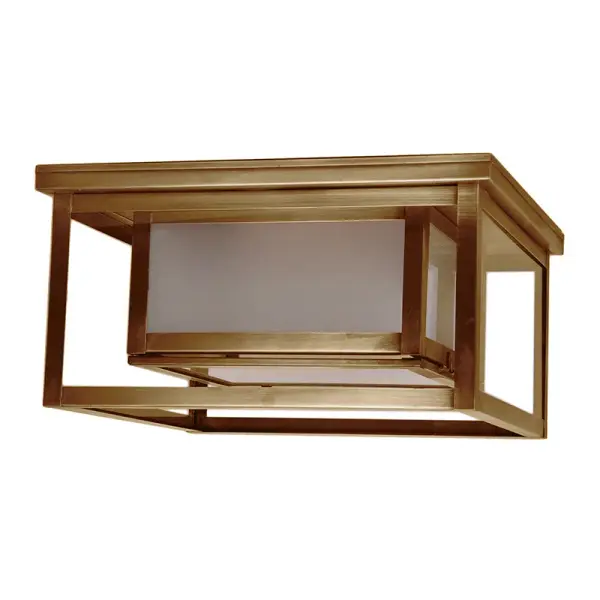 Northeast Lantern's flush mount collection features simple classic styles to fit with any design motif. Designed for interior hallways or covered exterior applications they are the perfect complement to wall, post or hanging styles. Choose glass for inside square and outer square Large Flush Mount Light Dimensions: 15"W x 15"D x 8"H Bulb type: Two 60-Watt Medium Base Bulbs Suitable location: Damp Mounting Area: 15"W x 15"D Contact Dealer for Pricing & Availability Download Spec Sheet Note: Some photos are a digital rendering to show our finish, glass and socket options our actual finishes are hand-applied and our glass is hand-blown and will have natural variations from the photos. - alternate view