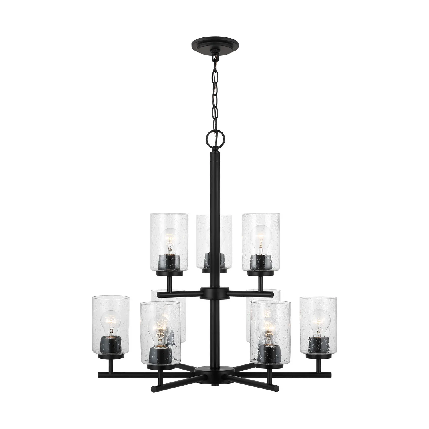 Oslo Nine Light Chandelier in Midnight Black