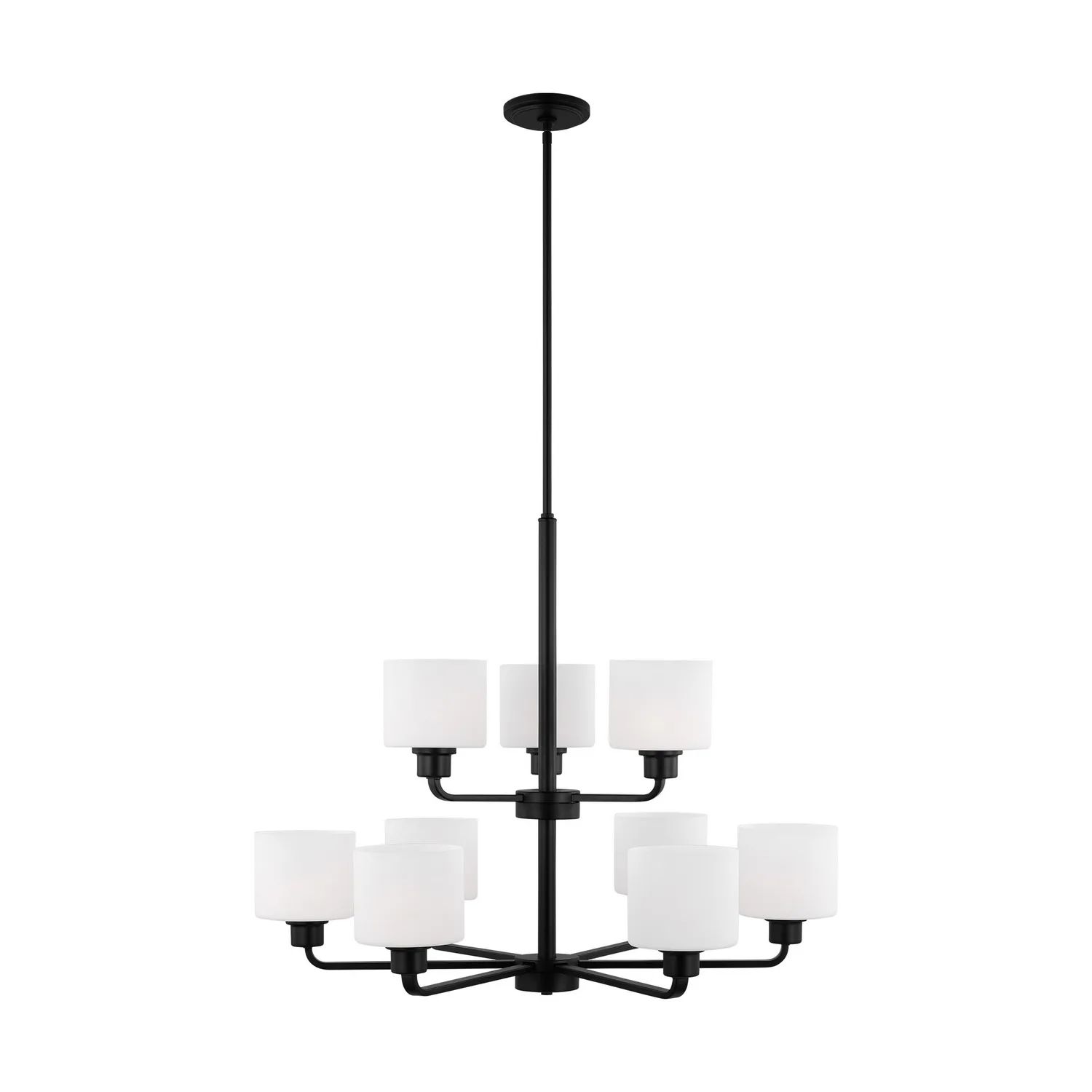 Canfield Nine Light Chandelier in Midnight Black