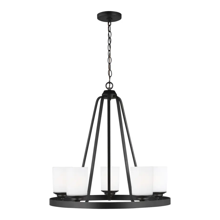 Kemal Five Light Chandelier in Midnight Black