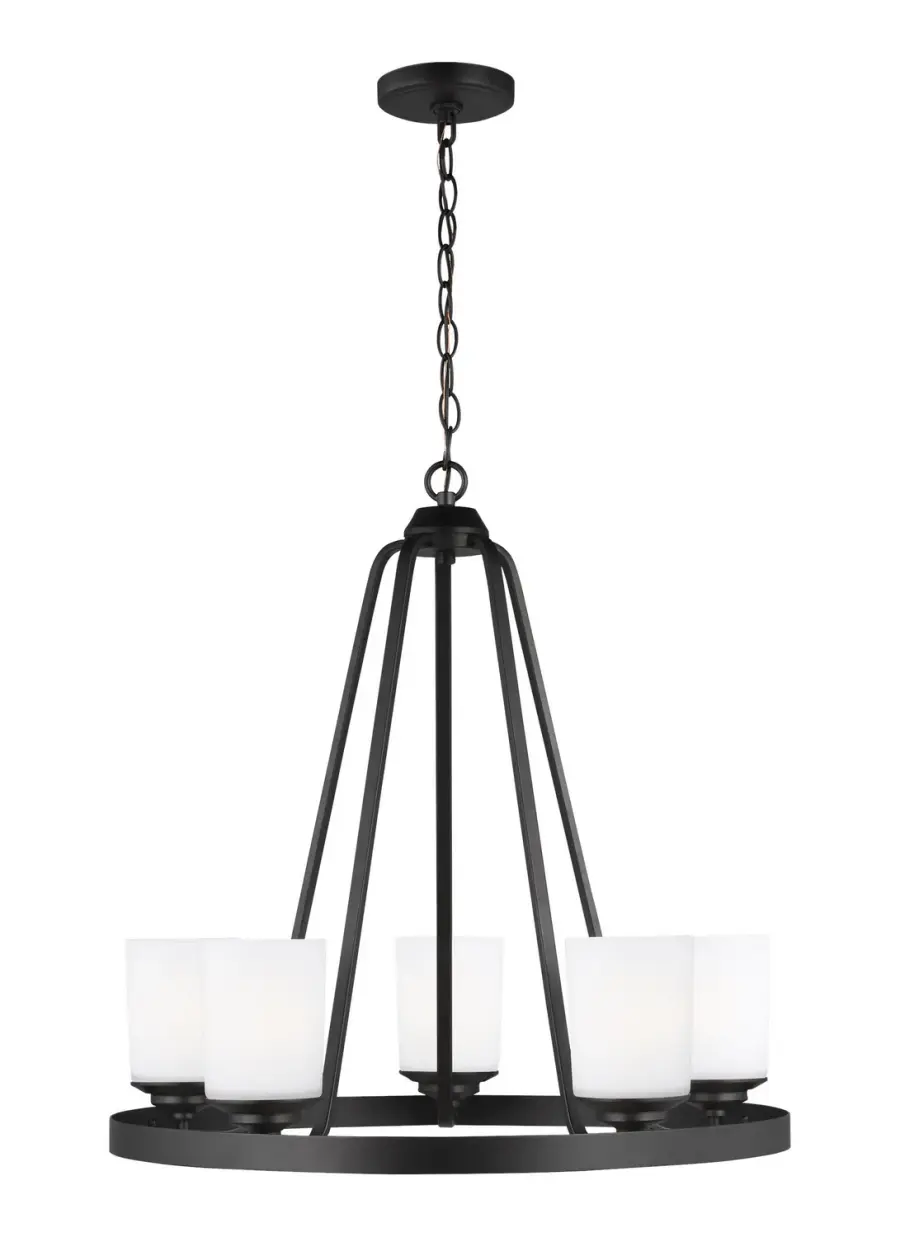 Kemal Five Light Chandelier in Midnight Black