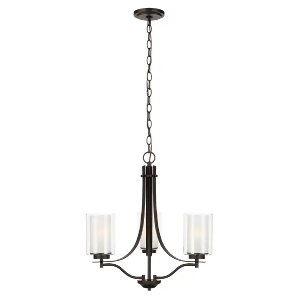 The Elmwood Park brings traditional elegance to smaller spaces with its compact 20.5-inch profile and warm bronze finish. Satin etched glass shades provide soft, diffused light perfect for intimate dining or entryway ambiance.