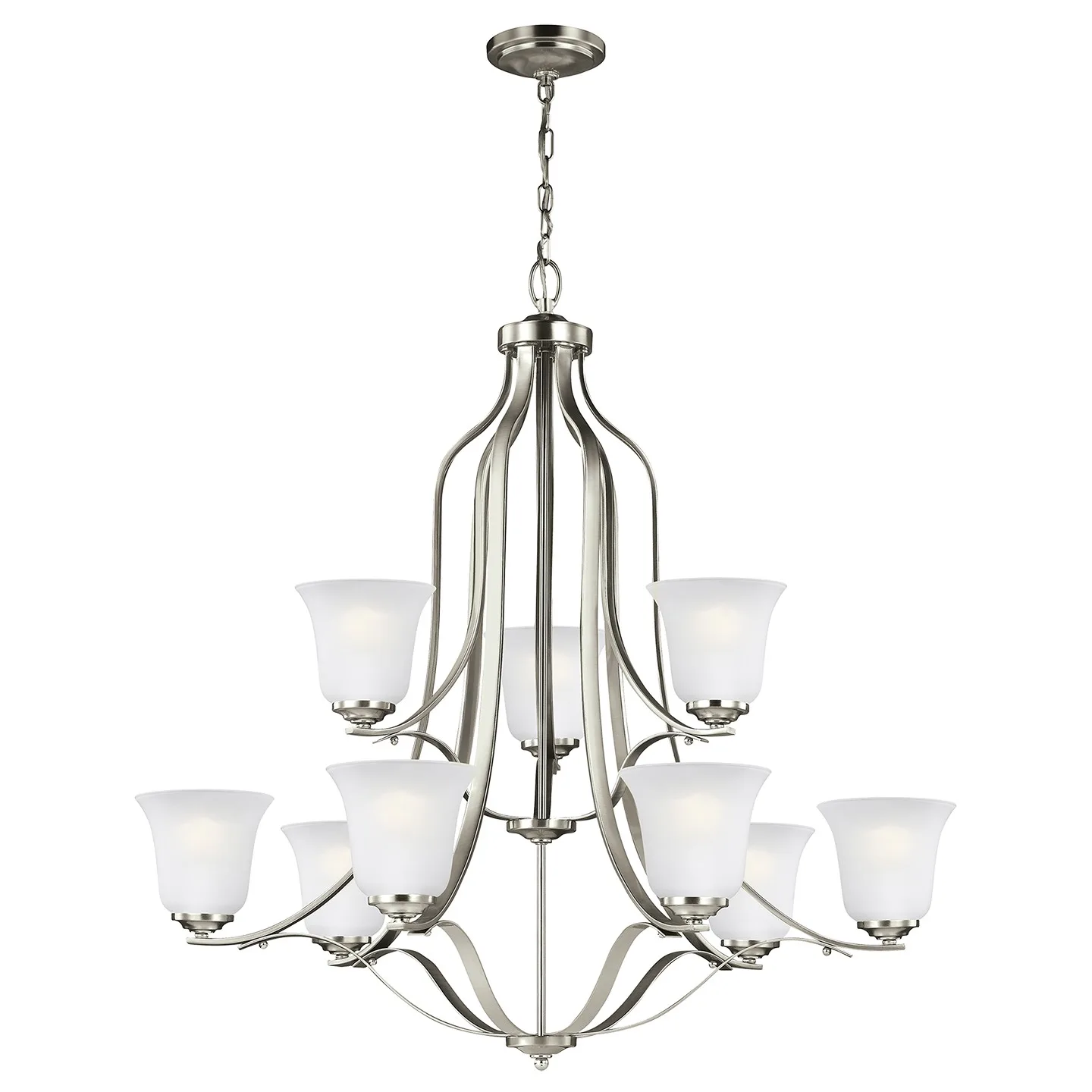Emmons Nine Light Chandelier in Brushed Nickel
