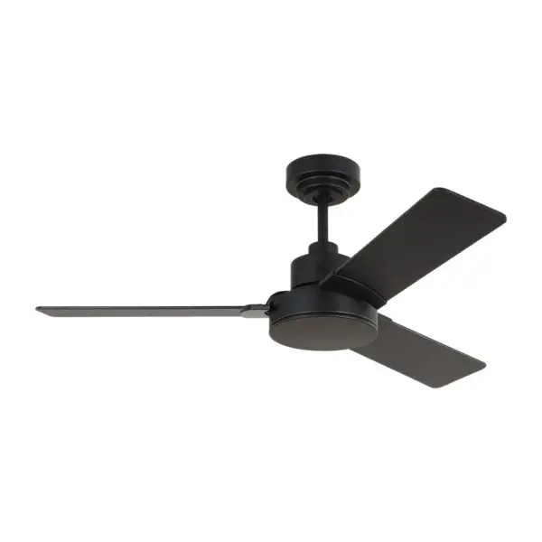 Collection: Jovie Designer: Monte Carlo Rooms: Bedroom, Family Room, Office Finish: Midnight Black Width: 44.00" Height: 13.50" Weight: 12.70 lb Canopy: D:5.875'' H:2.5'' Round Airflow: 4034 CFM Electricity Use: 28 W Airflow Efficiency: 88 CFM/W Blade Pitch: 12° Blade Finish: Midnight Black/American Walnut reversible blades/Midnight Black/American Walnut reversible blades Blade Quantity: 3 Control: Wall Mount Control, 4-speed, Dimmer and Manual Reverse Downrod: 6" Country of Origin: Thailand Safety Listing: cETL Safety Rating: Damp Spec Sheet Instructions