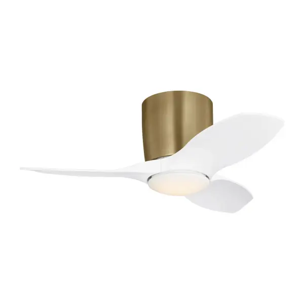Collection: Titus 32 Hugger LED Rooms: Bedroom, Living Room, Great Room, Bathroom, Office, Library, Covered Patios/Porches, Garage Finish: Satin Brass Glass: Frosted Width: 60.00" Height: 9.80" Weight: 11.50 lb Wire: 18" Canopy: D:7.5'' H:7'' Round Bulbs Included Number of Bulbs: 1 Maximum Wattage: 18.00 W Bulb Type: Array Bulb Base: Integrated Light Source: LED Light Output: 740.00 lm Color Temperature: 3000 K CRI: 90 Rated Average Life: 50000 Voltage: 120.00 V Airflow: 3151 CFM Airflow Efficiency: 106 CFM/W Blade Pitch: 13° Blade Finish: White ABS/White ABS Blade Quantity: 3 Light Kit: Included Control: Handheld Remote, 6-speed, Reverse and Dimmer Material: Steel Country of Origin: China Safety Listing: cUL Safety Rating: Damp Energy Star Title 24 LED Spec Sheet Instructions