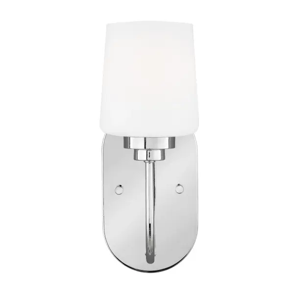 Collection: Windom Rooms: Bathroom, Bedroom, Entry Room/Hallway Finish: Chrome Glass: Etched / White Inside Width: 4.50" Height: 11.38" Weight: 1.30 lb Extension from Wall: 6.63" Wire: 6.5" Black/White Canopy: DP:0.875'' W:4.5'' H:8'' OB UP:7.375'' OB DOWN:4'' Oval Number of Bulbs: 1 Maximum Wattage: 75.00 W Bulb Type: A19 Bulb Base: Medium Voltage: 120.00 V Material: Steel Country of Origin: Vietnam Safety Listing: ETL Safety Rating: Damp Title 24 Spec Sheet Instructions